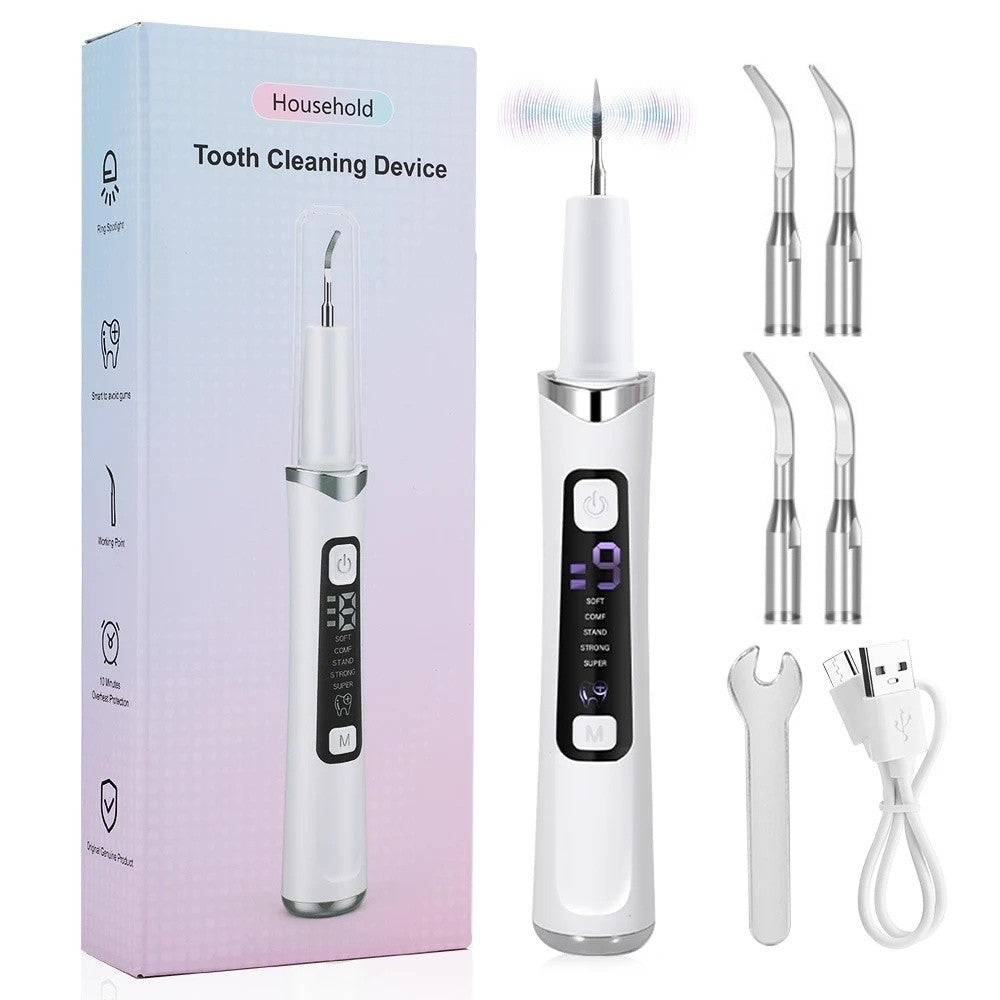 Ultrasonic Electric Tooth Cleaner Tartar Plaque Remover Dental Scaler Tool Kit..